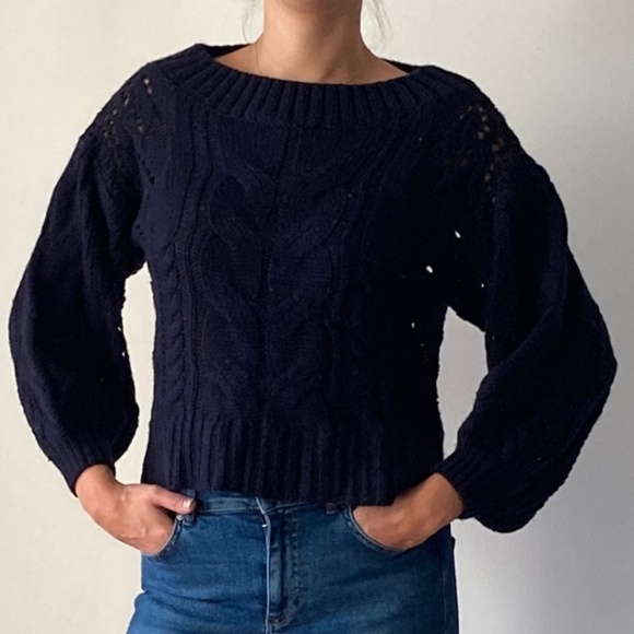 Ebby and I cropped chunky cable knit sweater S - Picture 1 of 8
